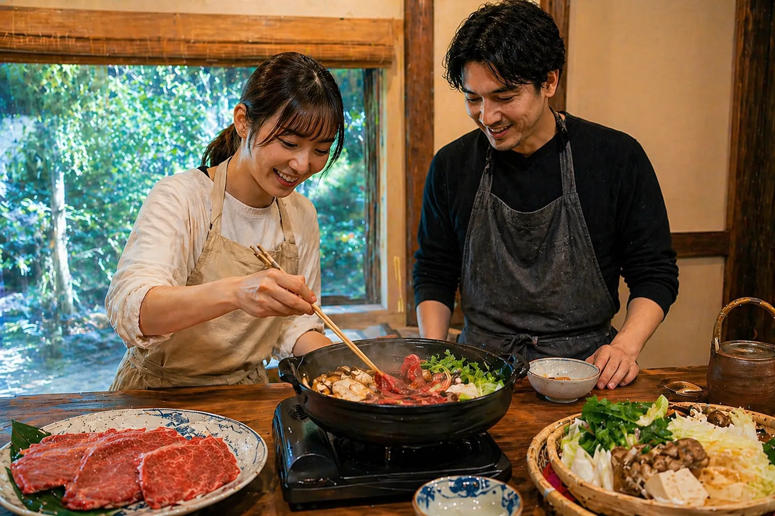 【滋賀・近江】近江牛すき焼き＆地元食材クッキング体験